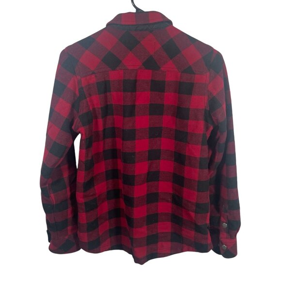 Orvis Pinnacle Flannel Shacket Fleece Lined Womens Small Red Black Snap Up - Picture 6 of 6